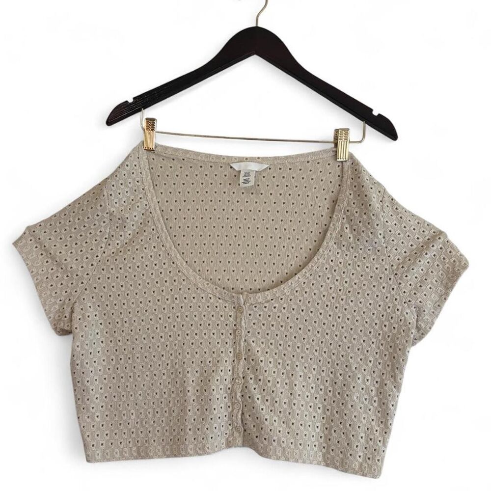 H&M Summer & Fall Cream Preppy Coquette Ditsy Cottagecore Crop Top
